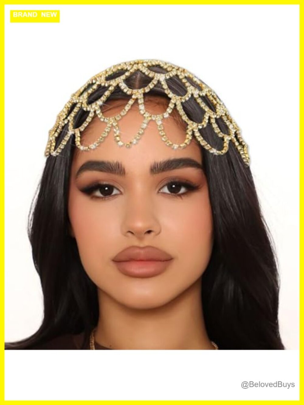 Gold Crystal Rhinestone Mesh Flapper Headband